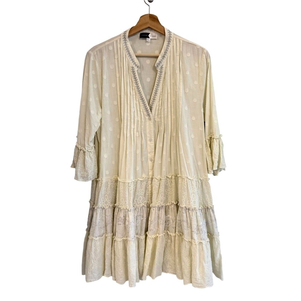 Piper & Scoot Womens Tiered Ruffle Boho Dress Size L Cottage Coastal Resort